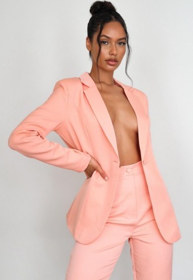 MISSGUIDED peach co ord skinny fit blazer - flipped