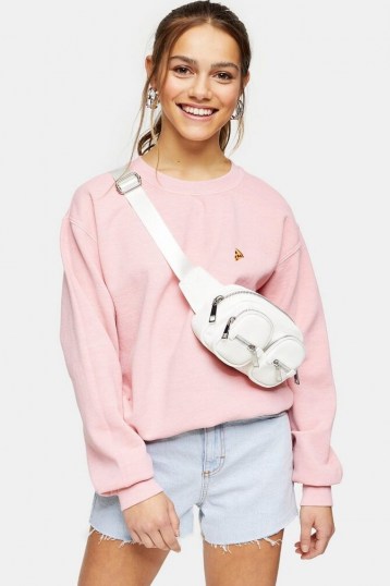 Topshop PETITE Pink Pizza Sweatshirt ~ motif sweat top