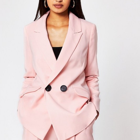 RIVER ISLAND Pink double breasted blazer - flipped
