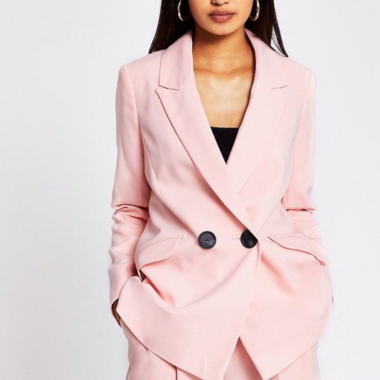 RIVER ISLAND Pink double breasted blazer