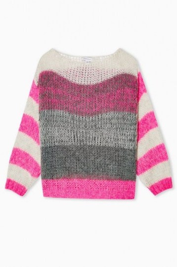 Topshop Pink Multi Stripe Knitted Jumper | striped jumpers | bright sweaters - flipped