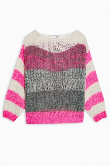 Topshop Pink Multi Stripe Knitted Jumper | striped jumpers | bright sweaters