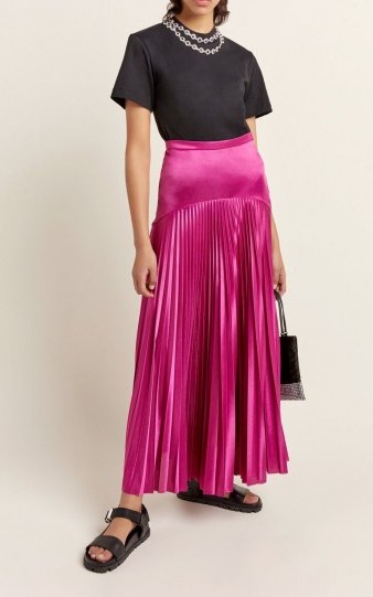 Christopher Kane Pleated Jersey Midi Skirt in Purple ~ luxurious fluid skirts - flipped
