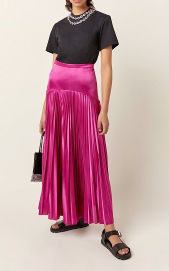 Christopher Kane Pleated Jersey Midi Skirt in Purple ~ luxurious fluid skirts
