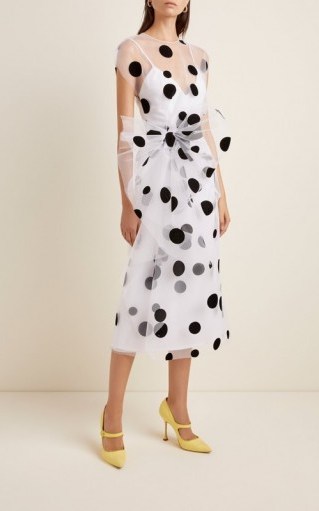 Carolina Herrera Polka-Dot Bow-Embellished Tulle Midi Dress / feminine event wear - flipped