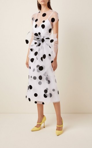 Carolina Herrera Polka-Dot Bow-Embellished Tulle Midi Dress / feminine event wear