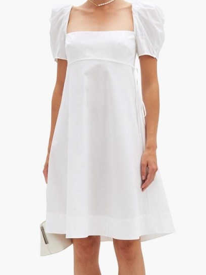 BROCK COLLECTION Puffed-sleeve cotton-blend poplin dress | simple white empire line dresses