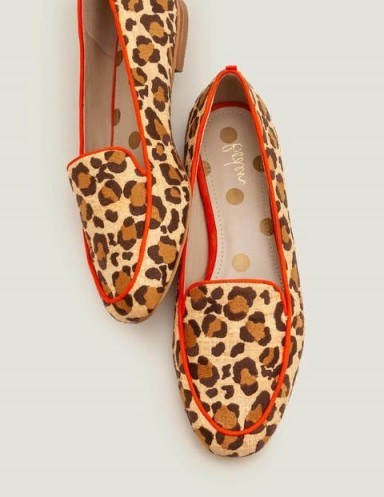 Rebecca Raffia Loafers – Natural Raffia/ Orange Sunset / flat leopard loafer - flipped