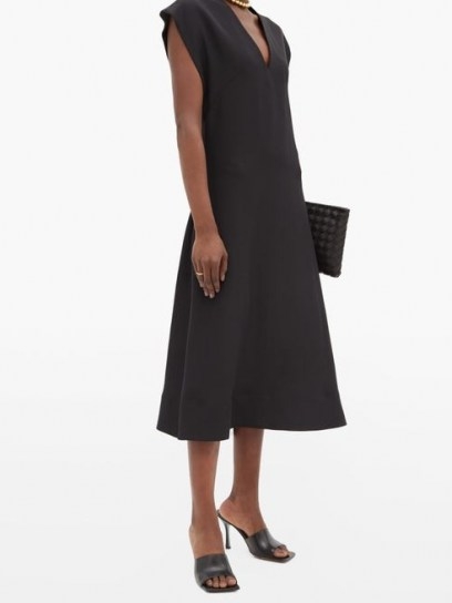 WARDROBE.NYC Release 05 V-neck cap-sleeve silk-crepe dress ~ little black dresses