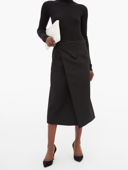WARDROBE.NYC Release 05 wool wrap midi skirt ~ black skirts - flipped