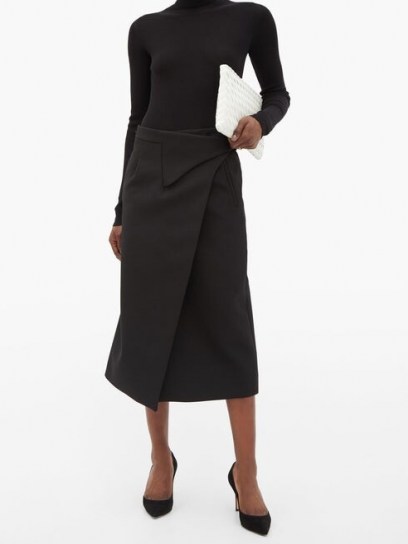 WARDROBE.NYC Release 05 wool wrap midi skirt ~ black skirts