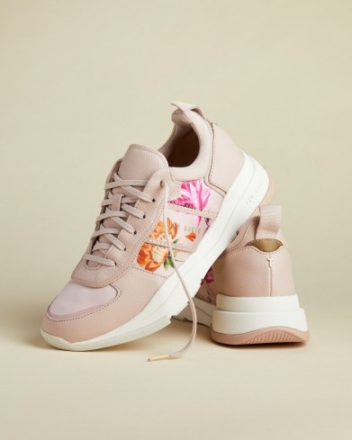 TED BAKER KEATONR Rhubarb chunky leather mix trainers ~ floral sports shoes