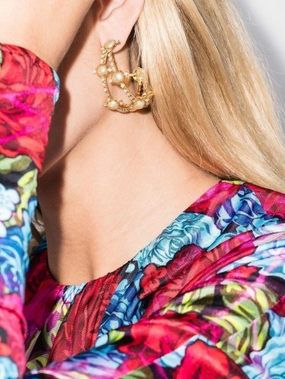 Rosantica gold-tone crystal hoop earrings / glamorous statement hoops - flipped