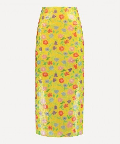 BERNADETTE Roxane Sequin Floral Skirt / vibrant sequinned skirts - flipped