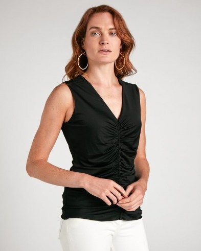 JIGSAW RUCHED TANK / essential black sleeveless tops / wardrobe style essentials - flipped