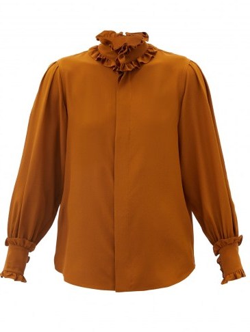 VICTORIA BECKHAM Ruffled silk blouse ~ frill detail blouses - flipped