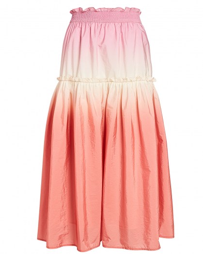 SEA Zanna Ombré Dip-Dye Skirt | pink ruffle trim skirts