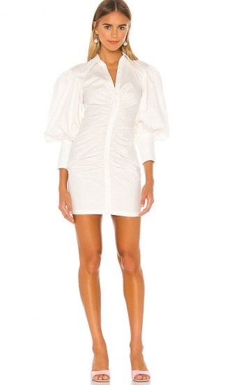 Shona Joy Grant Balloon Sleeve Ruched Dress | white front gathered mini - flipped