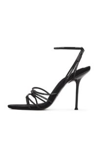 Alexander Wang Sienna Bungee Leather Heeled Sandals ~ black ankle strap stiletto heels