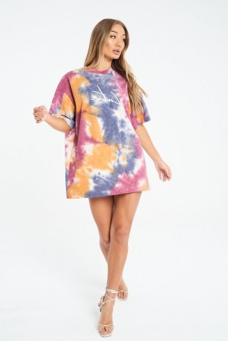 THE COUTURE CLUB SIGNATURE MULTI TIE DYE T SHIRT DRESS / tee dresses - flipped
