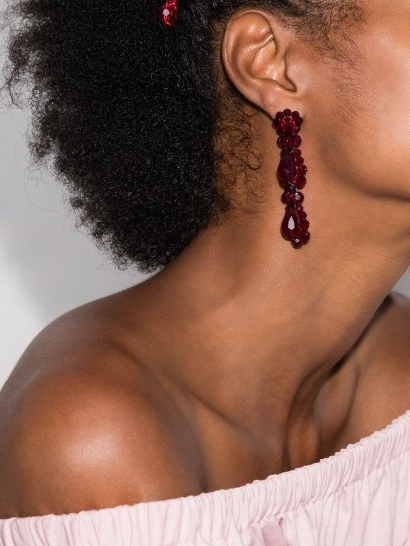 Simone Rocha Red Blood crystal drop earrings