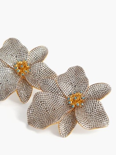BEGUM KHAN Singapore Orchids 24kt gold-plated clip earrings / flower shaped jewellery