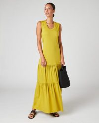 Jigsaw SLEEVELESS TIERED MAXI DRESS Pale Olive | effortless warm weather outfits