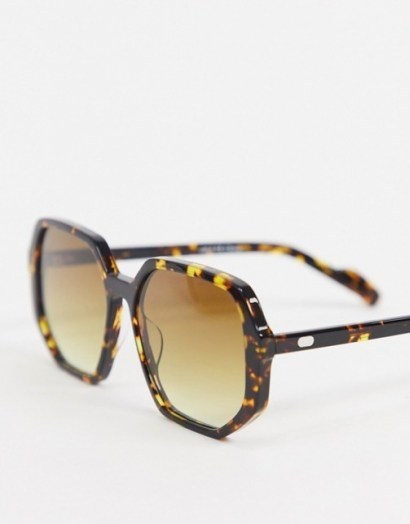 Spitfire Cut Sixteen oversized angular sunglasses in brown tort / brown tinted sunnies - flipped