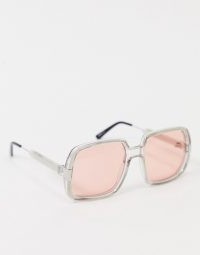 Spitfire Rising With The Sun oversized retro sunglasses in grey with pink lens / square framed sunnies