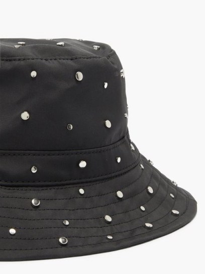 GANNI Studded recycled-shell bucket hat / stud embellished hats - flipped