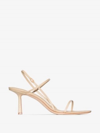 Studio Amelia Neutral 3.71 75 Snake Effect Leather Sandals / luxe strappy heels