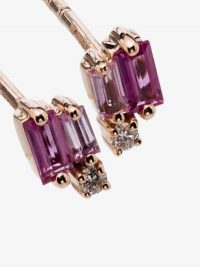 Suzanne Kalan 18K Rose Gold Sapphire And Diamond Stud Earrings / tiny luxe studs / sapphires & diamonds