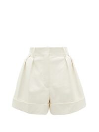 VALENTINO Tailored high-rise ivory-leather shorts