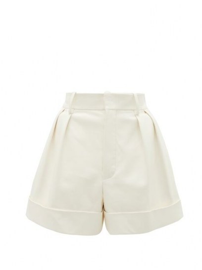 VALENTINO Tailored high-rise ivory-leather shorts - flipped