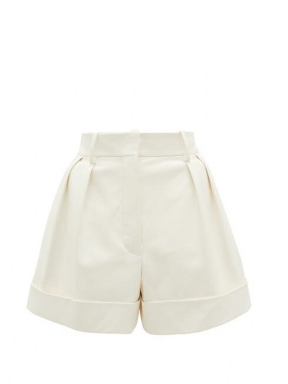 VALENTINO Tailored high-rise ivory-leather shorts