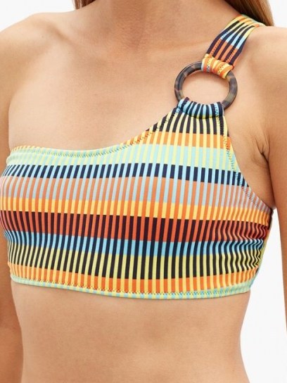 SOLID & STRIPED The Desi Mosaic-print bikini top ~ one shoulder bikini tops ~ retro swimwear - flipped