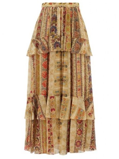 ETRO Tiered paisley-print silk-chiffon maxi skirt ~ luxury boho skirts - flipped