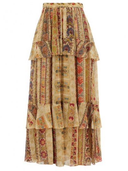 ETRO Tiered paisley-print silk-chiffon maxi skirt ~ luxury boho skirts