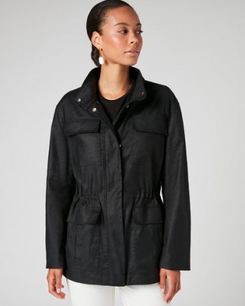 JIGSAW TWILL FIELD JACKET / black drawstring waist utility jackets