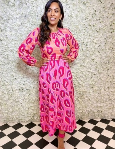 FOREVER UNIQUE Two-Tone Leopard Print Long Sleeve Maxi Dress / orange and pink dresses - flipped