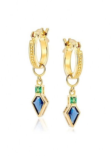 V BY LAURA VANN Frances 18kt gold-plated hoop earrings ~ detachable pendant drop hoops