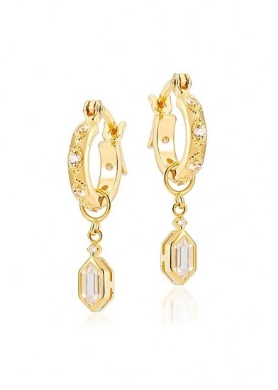 V BY LAURA VANN Lena 18kt gold-plated hoop earrings ~ detachable charm hoops - flipped