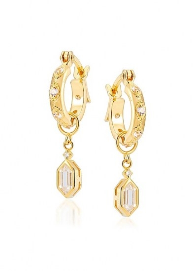 V BY LAURA VANN Lena 18kt gold-plated hoop earrings ~ detachable charm hoops