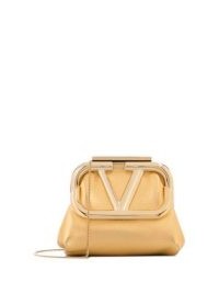 Valentino mini Supervee metallic clutch bag / gold vintage look evening bags