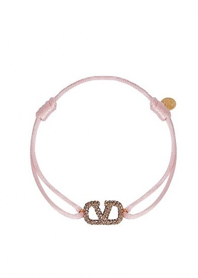 VALENTINO Valentino Garavani VLogo pink bracelet / designer cord bracelets - flipped