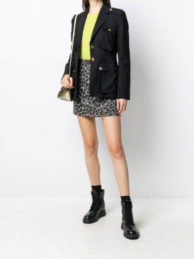 Versace Animalier houndstooth mini skirt / leopard print skirts