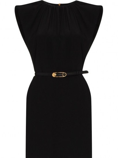 Versace belted mini dress ~ little black dresses ~ padded shoulders ~ lbd - flipped