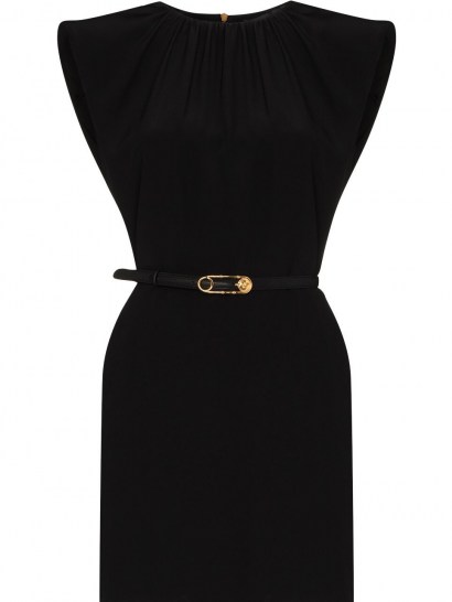 Versace belted mini dress ~ little black dresses ~ padded shoulders ~ lbd