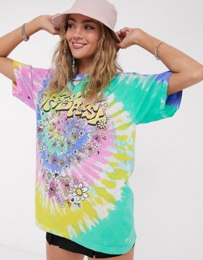 Vintage Supply oversized t-shirt with daisy graphic in tie dye / colourful loose fit tee