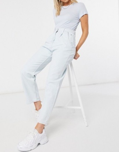 Weekday Fold organic cotton pleat jeans in bleached blue - flipped